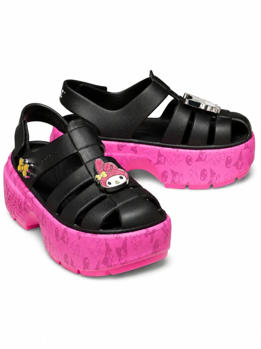 CROCS Sanrio Hello Kitty Kuromi My Melody Stomp Sandals Black Pink M8 W10